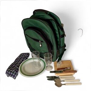 Green Multi-Pocket Picnic Backpack